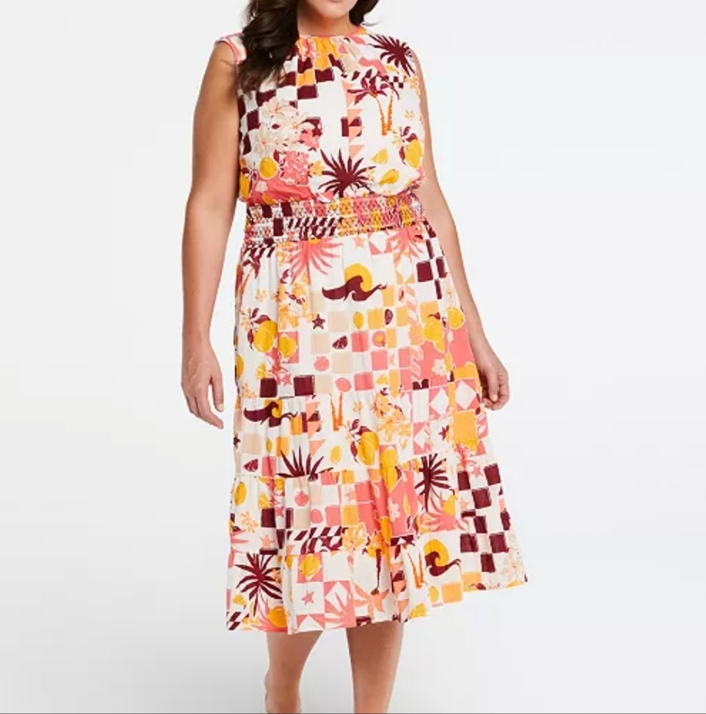 Ella Rafaella Cotton Midi Dress 2XL Retail $139